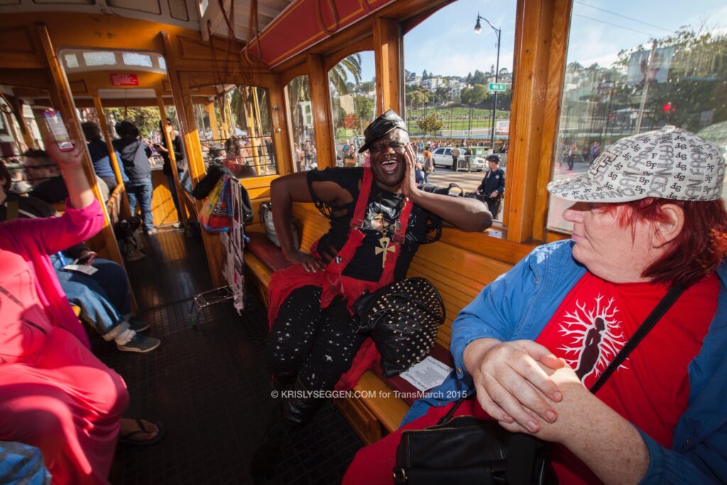 Trans March trolley riders